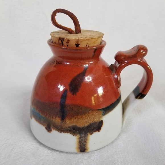 Dining Vintage Earthenwear Glazed Ceramic Coffee Mug With Cork Lid